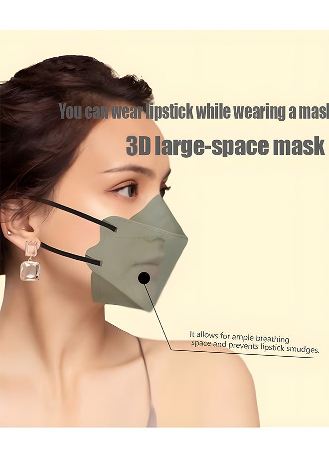 30 قطعة من أقنعة الوجه KN95 على شكل فم السمكة، أقنعة موراندي ملونة ثلاثية الأبعاد ذات مساحة كبيرة، أقنعة واقية مزدوجة الطبقات قابلة للتنفس للبالغين - Image 2