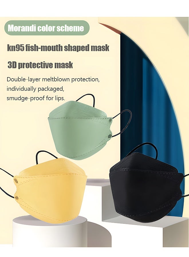 30 قطعة من أقنعة الوجه KN95 على شكل فم السمكة، أقنعة موراندي ملونة ثلاثية الأبعاد ذات مساحة كبيرة، أقنعة واقية مزدوجة الطبقات قابلة للتنفس للبالغين - Image 4
