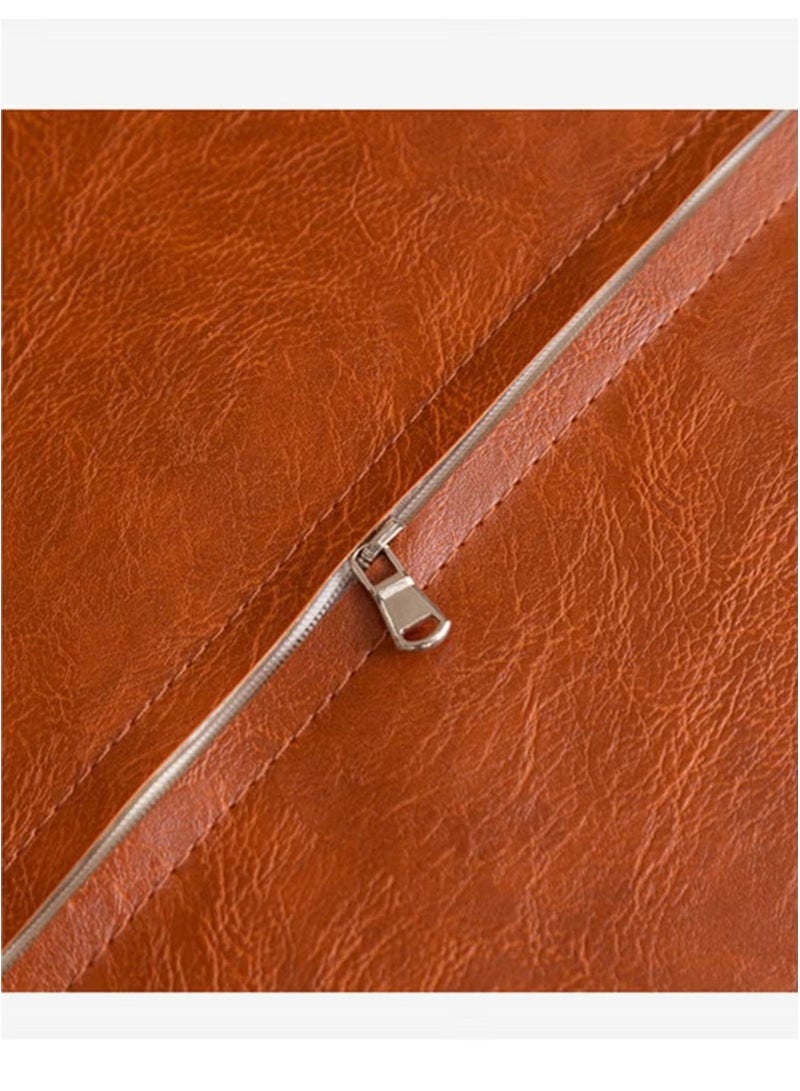 Apustim 40*40*40cm Unfilled Cushion Cover，Faux Leather Fluffy Ottoman Footstool For Living Room Decoration Square Footstool For Storage，Floor Mat Footstool（Dark Brown，Cover Only，No Filling） - Image 5