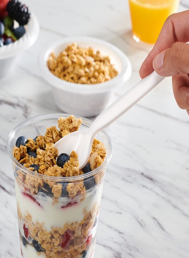 Comfy Package [100 Pack] Basic Disposable Plastic Spoons, White Plastic Tea Spoons Heavy Duty - Perfect for Parties, Events, and Dinner - Image 2