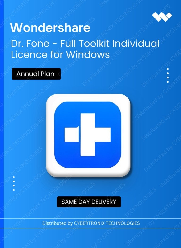 Wondershare Dr.Fone - مجموعة أدوات كاملة ترخيص فردي لنظام ويندوز | خطة سنوية | ترخيص رقمي | توصيل في نفس اليوم
