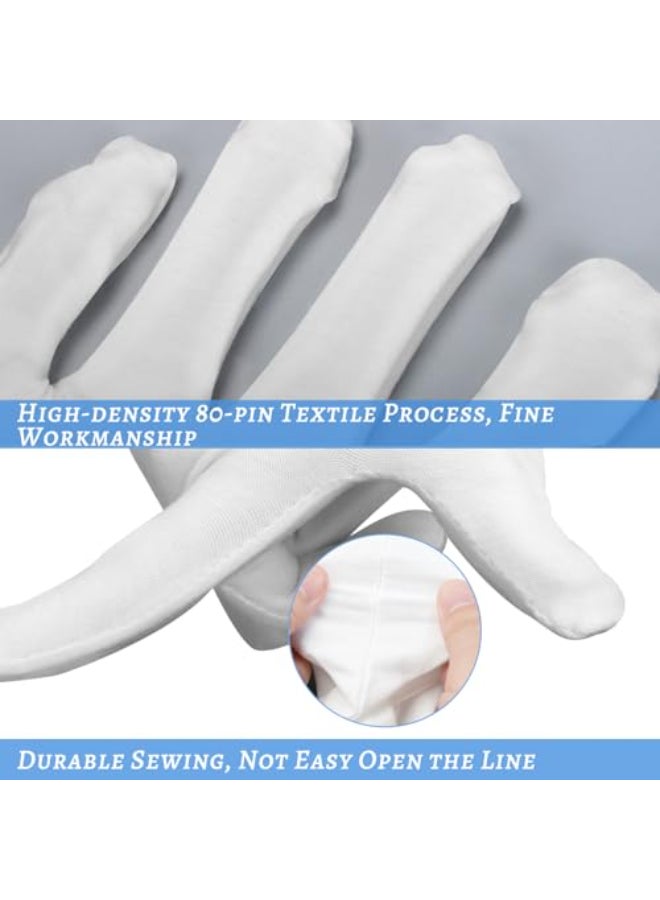 HMNYSOL White Gloves 6 Pairs12 Pcs Thinck Cotton Gloves for Dry Hands Sleeping Moisturizing Gloves Spa Eczema Overnight Work Gloves for Coin Jewelry Service - Image 3