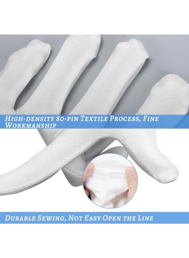 HMNYSOL White Gloves 6 Pairs12 Pcs Thinck Cotton Gloves for Dry Hands Sleeping Moisturizing Gloves Spa Eczema Overnight Work Gloves for Coin Jewelry Service - Image 4
