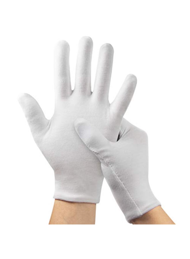 HMNYSOL White Gloves 6 Pairs12 Pcs Thinck Cotton Gloves for Dry Hands Sleeping Moisturizing Gloves Spa Eczema Overnight Work Gloves for Coin Jewelry Service - Image 1