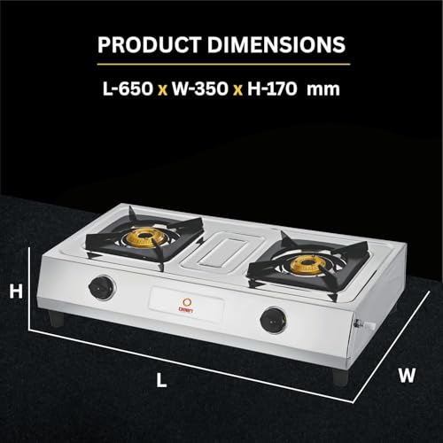 Omen Changing Lives Majestic 2-Burner Gas Stove (Chulha) | Manual Ignition | Stainless Steel Body | High-Efficiency Brass Burners | Skid-Proof Legs | ISI Certified | 1-Year Warranty - Image 5