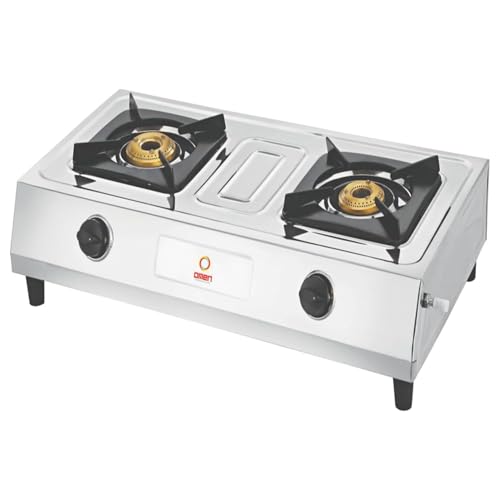 Omen Changing Lives Majestic 2-Burner Gas Stove (Chulha) | Manual Ignition | Stainless Steel Body | High-Efficiency Brass Burners | Skid-Proof Legs | ISI Certified | 1-Year Warranty - Image 1