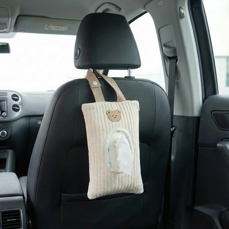 BBIQI Quilted Baby Wipe Holder Quilted Wipe Pouch Portable Hanging Floral Wet Wipes Bag for Car, Stroller - Image 3