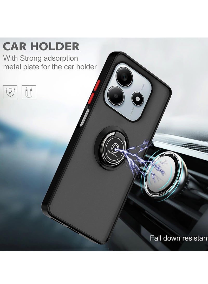 BORTONY Xiaomi Redmi Note 14 5G Case Cover Magnetic Car Mount Holder Case Rotational Metal Ring Grip Kickstand Cover Shockproof TPU Bumper for Redmi Note 14 5G - Image 4