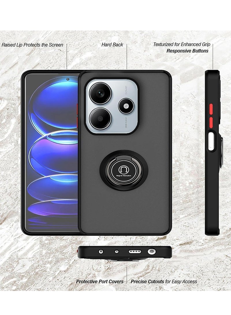 BORTONY Xiaomi Redmi Note 14 5G Case Cover Magnetic Car Mount Holder Case Rotational Metal Ring Grip Kickstand Cover Shockproof TPU Bumper for Redmi Note 14 5G - Image 3