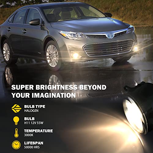 KanSmart Fog Light Assembly Compatible with Toyota Venza Camry Corolla RAV4 Yaris Prius Highlander Avalon Matrix Solara Fog Lights 2006-2013 for Lexus GS350 HS250h LX570 RX350 RX450h Left & Right H11 12V 55W - Image 2