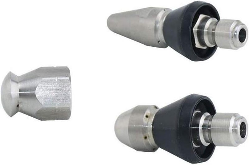 klarako 1/4''M 3/8''M Jetter Rotary Nozzle Pressure Washer Drain Sewer Cleaning Pipe Accessories  Silver, D:Round Head - Image 3