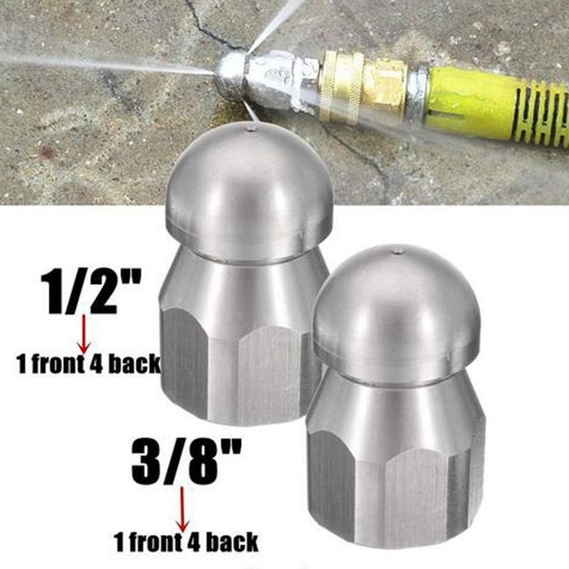 klarako 1/4''M 3/8''M Jetter Rotary Nozzle Pressure Washer Drain Sewer Cleaning Pipe Accessories  Silver, D:Round Head - Image 2