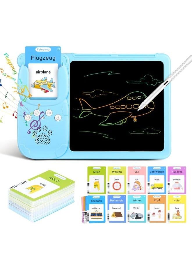 Alftek Talking Flash Cards, Interactive Learning Toy for Children 1-6 Years Old, 255 Sheets, 510 Words Talking Flash Cards, English-German Bilingual Learning Toy 