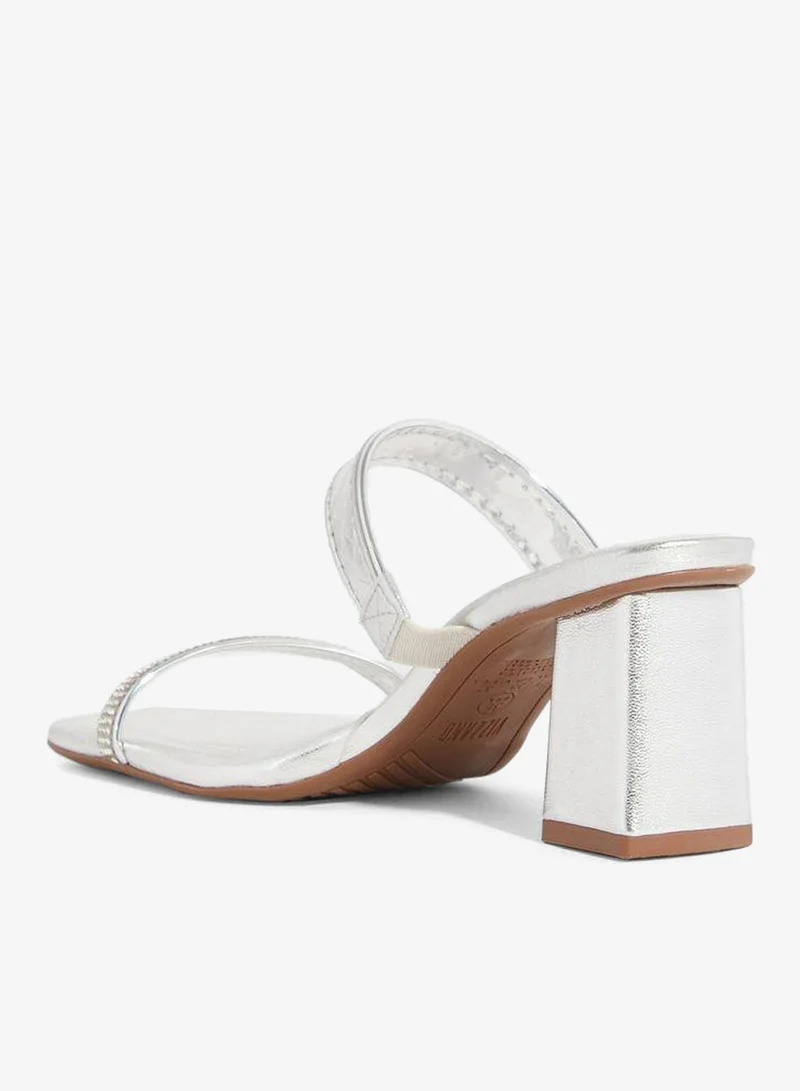VIZZANO Silver Block Heel Sandals for Women – Stylish Ladies Heels Sandals for Everyday Wear for Women | Best Price UAE