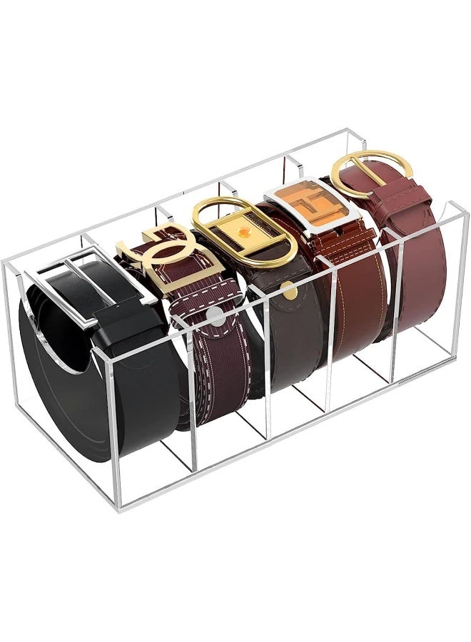 TPGP Belt organizer, acrylic belt organizer, 5 compartment belt organizer for closet, Acrylic belt organizer for drawer storage holder for closets and drawers  - Image 1