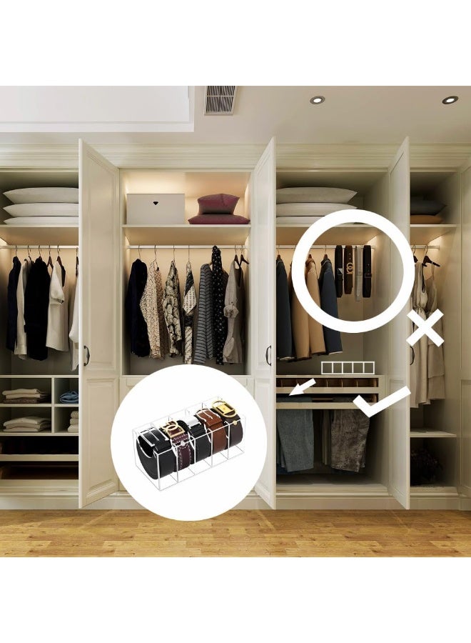 TPGP Belt organizer, acrylic belt organizer, 5 compartment belt organizer for closet, Acrylic belt organizer for drawer storage holder for closets and drawers  - Image 2