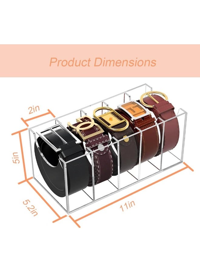 TPGP Belt organizer, acrylic belt organizer, 5 compartment belt organizer for closet, Acrylic belt organizer for drawer storage holder for closets and drawers  - Image 4