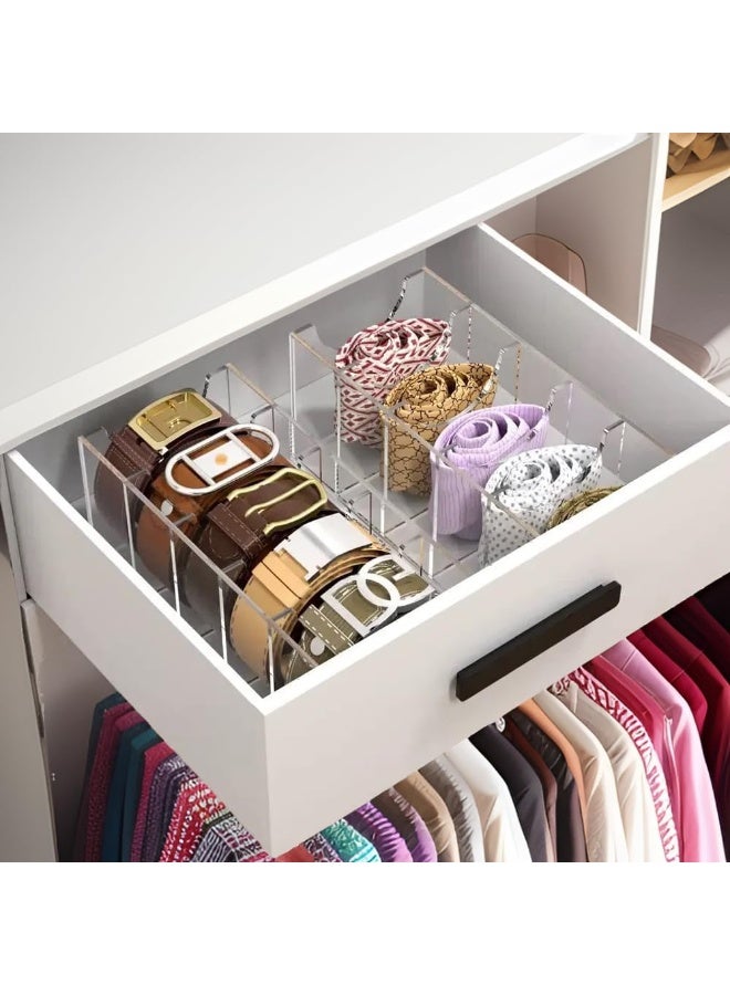 TPGP Belt organizer, acrylic belt organizer, 5 compartment belt organizer for closet, Acrylic belt organizer for drawer storage holder for closets and drawers  - Image 5