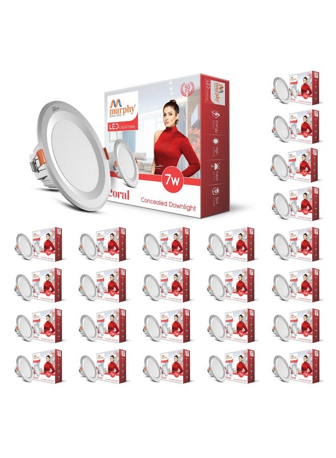 Murphy Polycarbonate Body 7W Coral LED Warm White Round Panel Conceal Down Light | Pack of 25 | Long-Lasting & Flicker-Free LED Light | Suited for 3 Inch Junction Box - Image 1