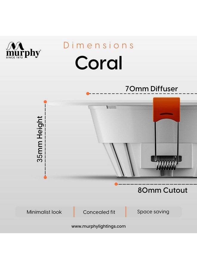 Murphy Polycarbonate Body 7W Coral LED Warm White Round Panel Conceal Down Light | Pack of 25 | Long-Lasting & Flicker-Free LED Light | Suited for 3 Inch Junction Box - Image 4