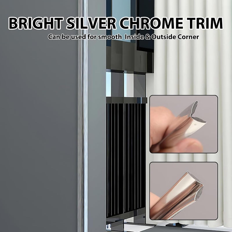 Novstuf Molding Trim, Inside & Outside Corner Trim Peel and Stick Wall Trim Self Adhesive Flexible Corner Angle Trim Edging Trim Guard Edge Protector for Wall Ceiling Table Window Mirror Frame Corner, Silver - Image 4