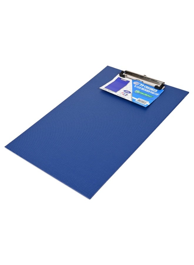 FIS PP Colored Clipboard with 12cm Checkered Wire Clip, Foolscap Size(210x330mm), Dark Blue Color- FSCBPPWCFSDBL - Image 1