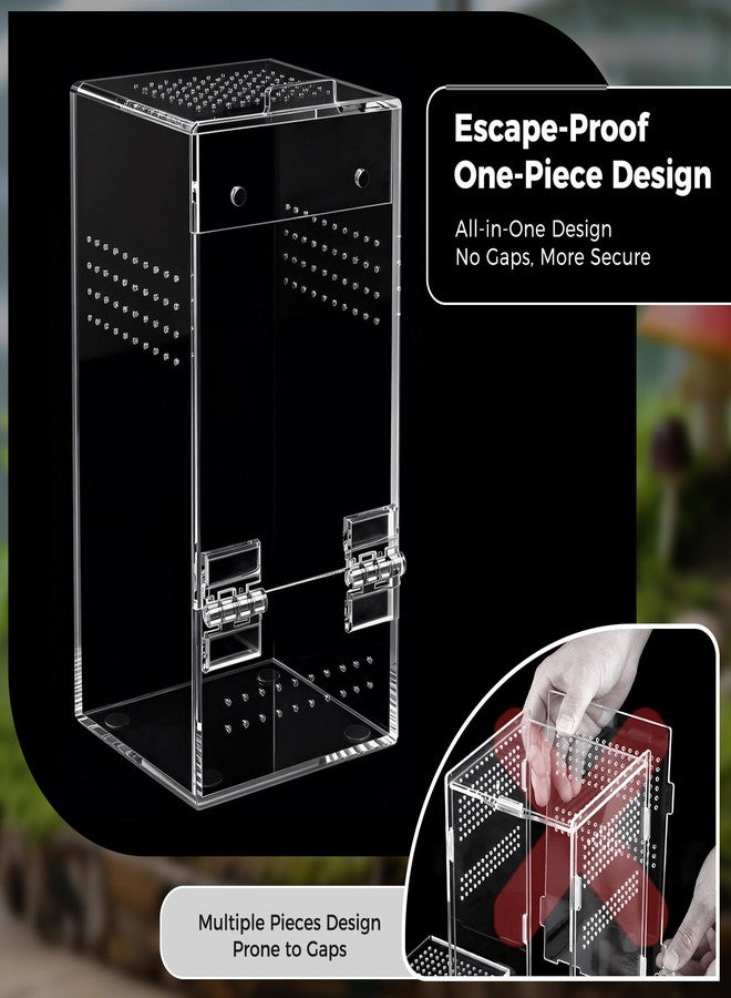 FunFanso Jumping Spider Enclosure, Escape-Proof Transparent Acrylic Habitat with Magnetic Door, All-Side Ventilation Arboreal Tarantula Crib, Clear Reptile Tank for Praying Mantis & Insects, 3.5x3.5x7 in - Image 3