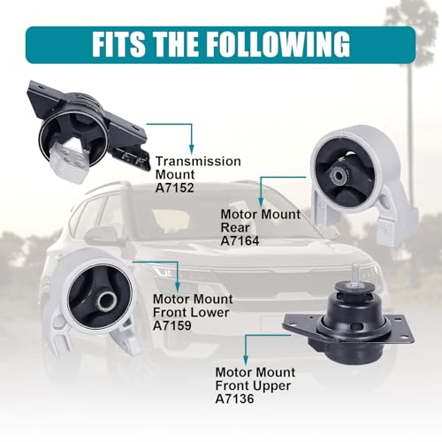 BEBLEPANY Engine Motor & Transmission Mount Kit 4pcs Compatible with Fits 2006-2011 Hyundai Accent 1.6L Replace A7164 A7159 A7152 A7136 - Image 3