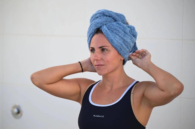 Decathlon Women Microfiber Soft Hair Drying Towel Blue - Image 2