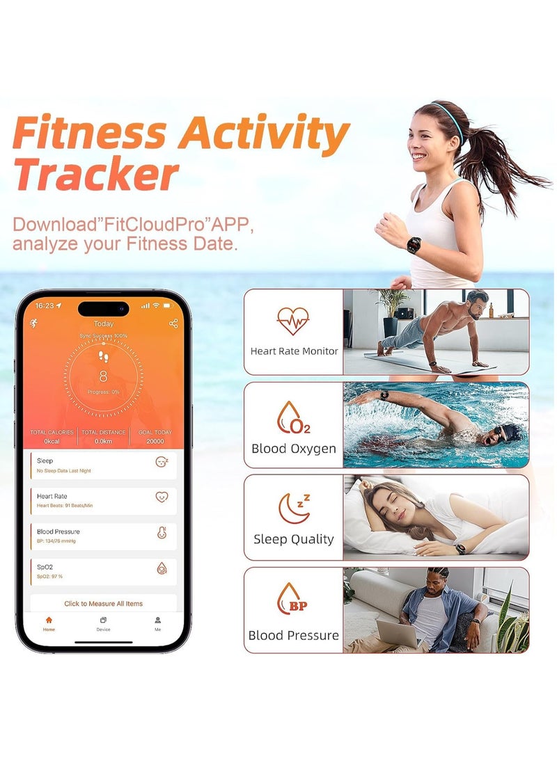 Zikra Smart Watch with Earbuds, 2 in-1 Smart Watch for iPhone Compatible, Blood Pressure Watch Pro for Men, IP X7 Waterproof Fitness Tracker MP3, Voice Recorder, Heart Rate Sleep Monitor, Long Time Standby - Image 2