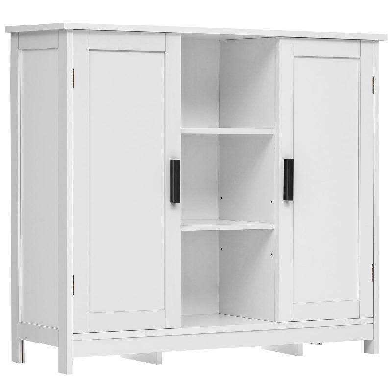 Iwell Storage Cabinet with 2 Doors and 4 Storage Shelves Credenza Buffet Cabinet Bathroom Cabinet for Living Room Entryway Home Office White