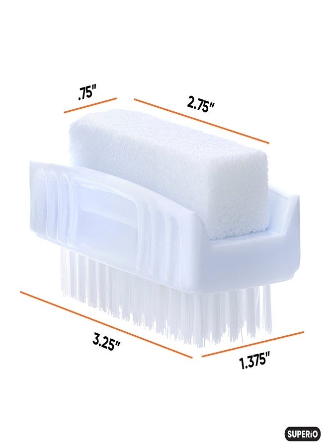 Superio 3 Pack Nail Brush with Pumice Stone Dual Side Shower Brush Bathroom Foot Scrubber Exfoliates Dry Dead Skin, Removes Callus on Hand Heels, Smooths Skin - Image 2