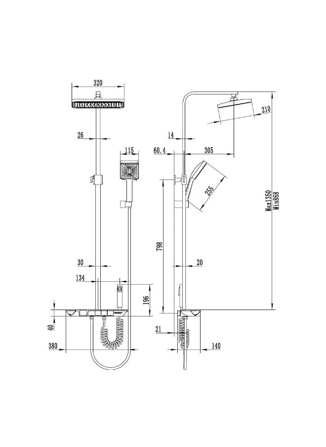 DANUBE HOME Milano Queen Plus Rain Shower Matt Grey | Brass/Stainless Steel Rain Shower | Rain Shower Set For Toilet Bathroom Washroom Shower Room - Grey  - Image 3