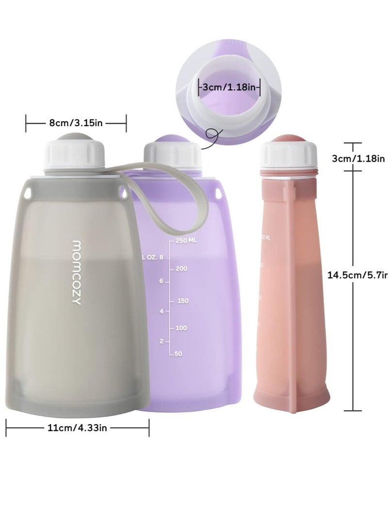 Momcozy - Silicone Breast Milk Bags, Reusable Breastmilk Bags for Breastfeeding, 250ml Breast Milk Saver, Leakproof Milk Freezer Storing Pouches, BPA Free - Image 1