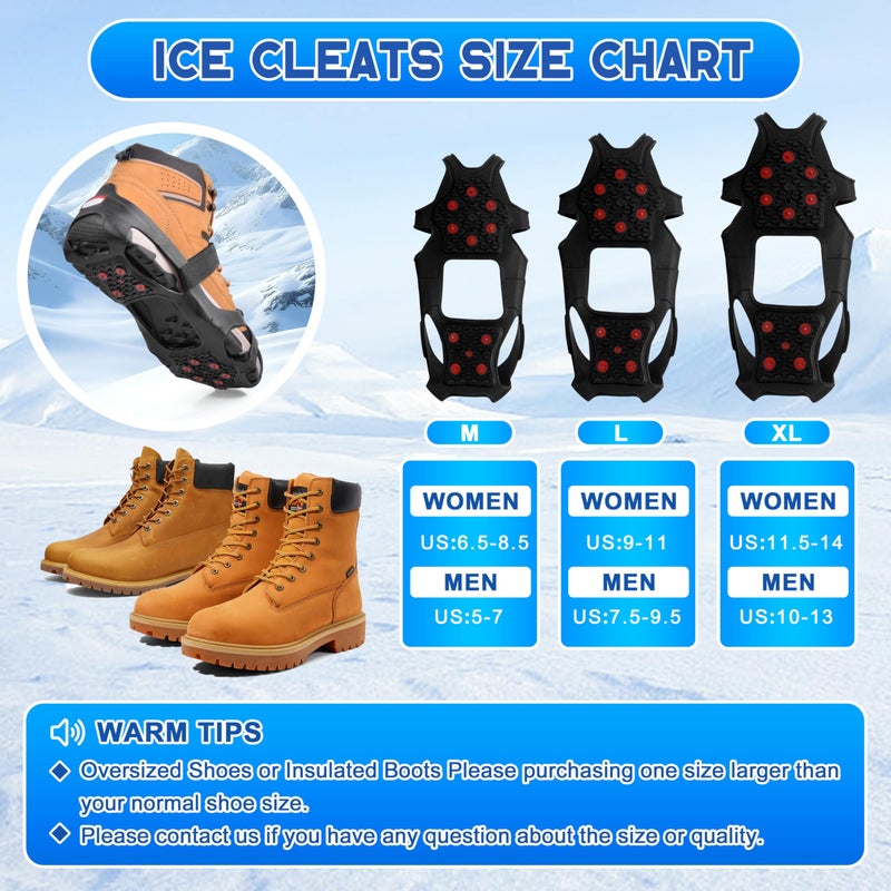 SILANON Ice Cleats for Shoes and Boots Tungsten Crampons Non-Slip Shoe Spikes Grippers for Snow and Ice Traction Cleats with Reflective Heel Slip-on Snow Cleats for Men Women Winter Walking - Image 5
