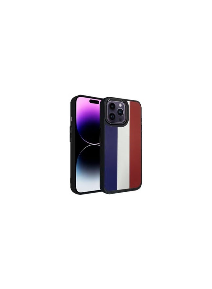 CATANES (for iPhone 14 Pro Max) Case, Hard PC Case, Shockproof Protective Case Cover / France Flag - Side Black - Image 1