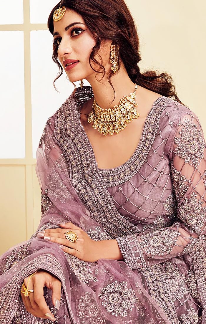 A To Z Cart Women's Net Embroidered Semi-Stitched Lehenga Choli Maanav LH Pyazi - Image 4