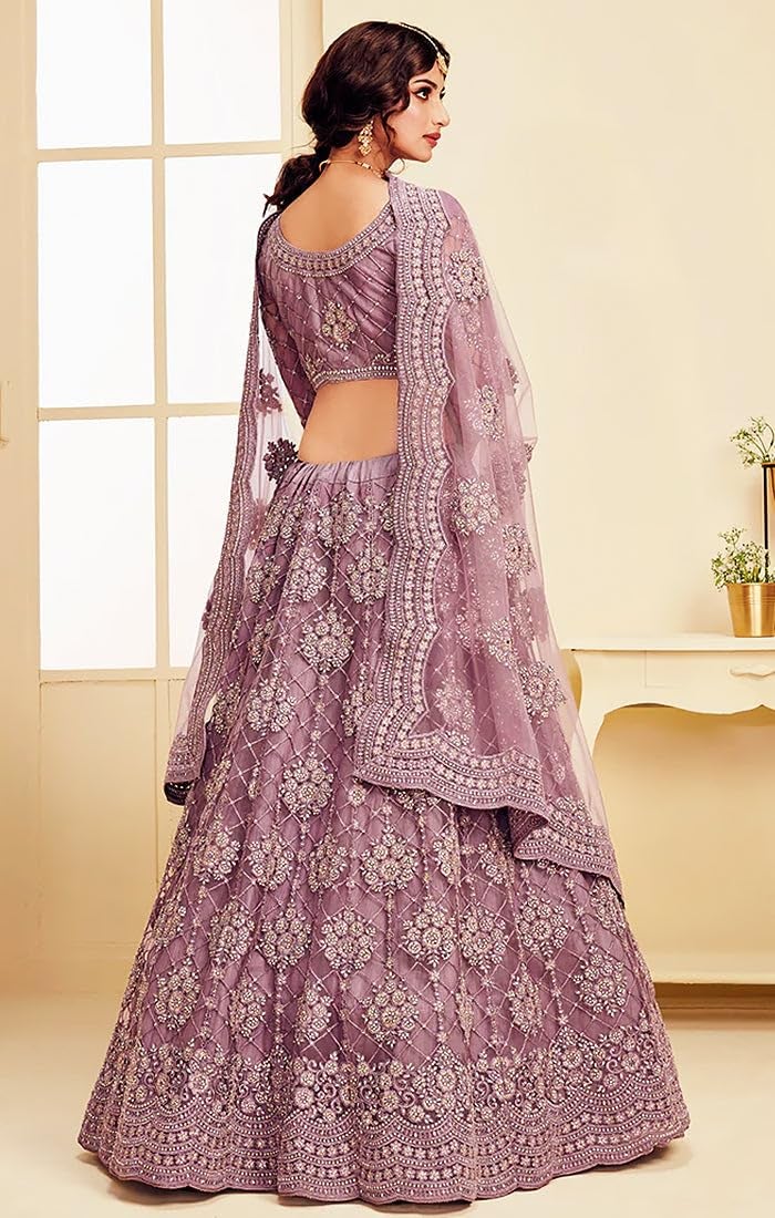 A To Z Cart Women's Net Embroidered Semi-Stitched Lehenga Choli Maanav LH Pyazi - Image 2