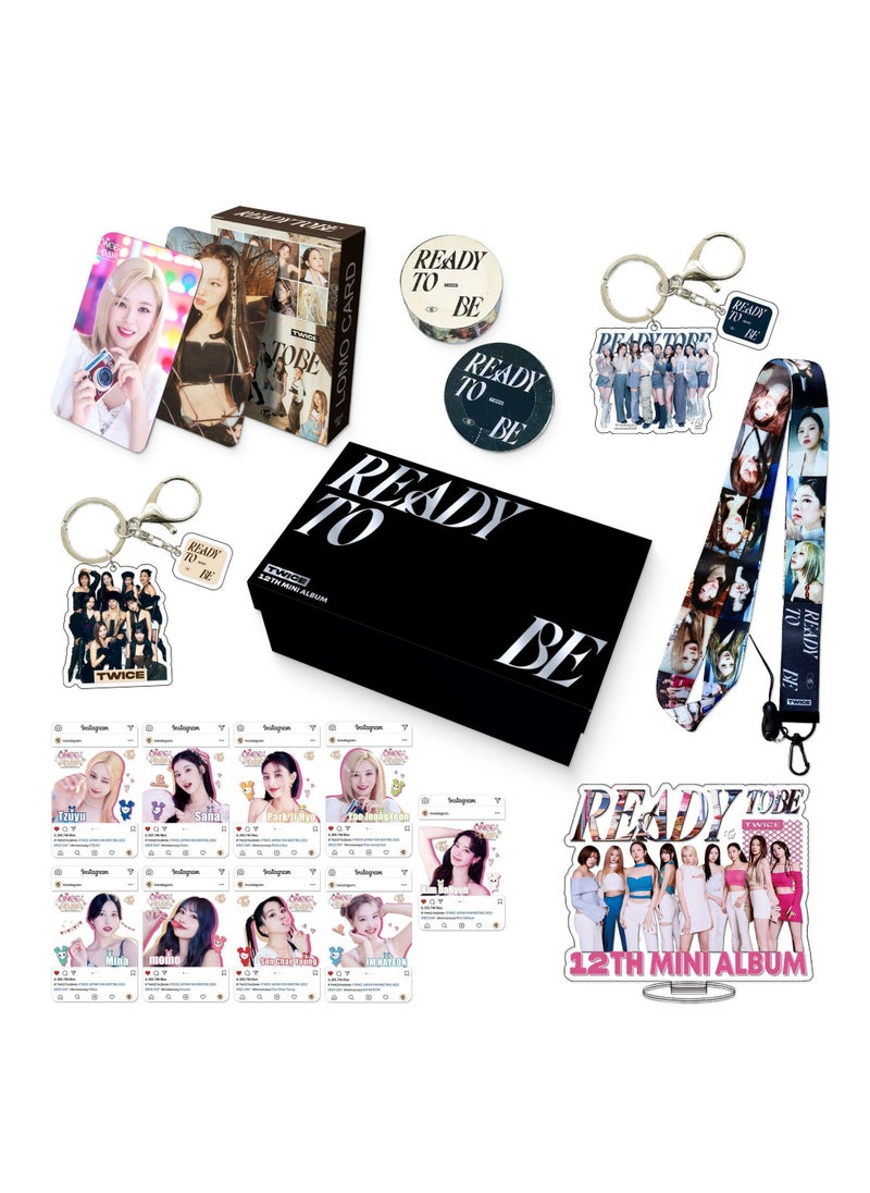 Generic TWICE New Album READY TO BE Gift Box Set With Lomo Cards, Acrylic Stand, Hand Account Tape, Lanyard, Stickers, Photo Card  - Image 1
