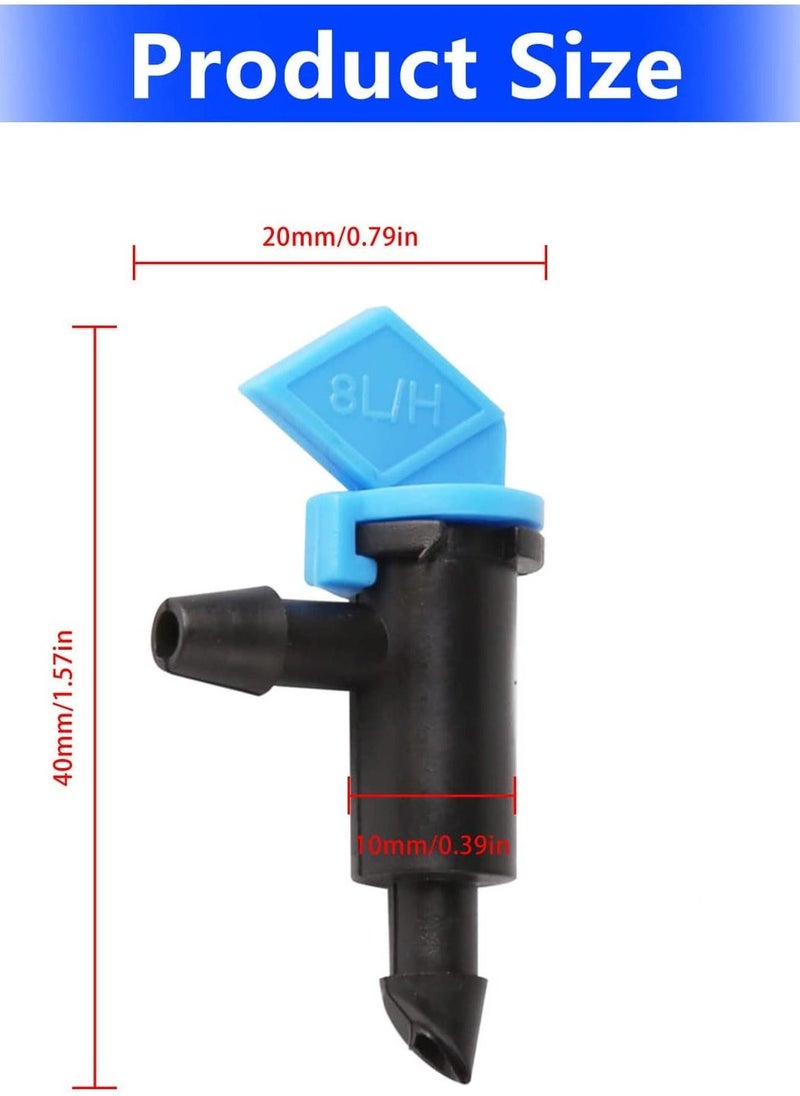 Generic 100 Pcs 2 GPH Drip Irrigation Emitters 8L/H Inline Water Drippers for Trees Shrubs Connects to 4mm/7mm Hose Perfect for Garden Irrigation - Image 2