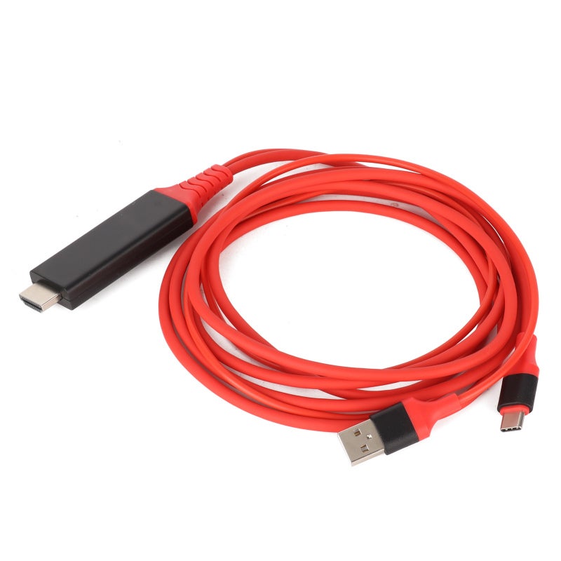 USB C Hdmi Adapter: 6 Feet Red Cable - 4K 3840 X 2160 At 30Hz Plug And Play For Samsung Lg Huawei Phone To Tv Connection - Image 3