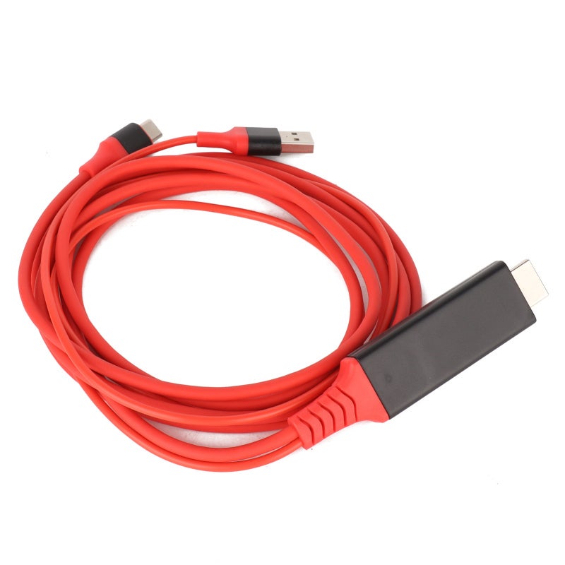 USB C Hdmi Adapter: 6 Feet Red Cable - 4K 3840 X 2160 At 30Hz Plug And Play For Samsung Lg Huawei Phone To Tv Connection - Image 2