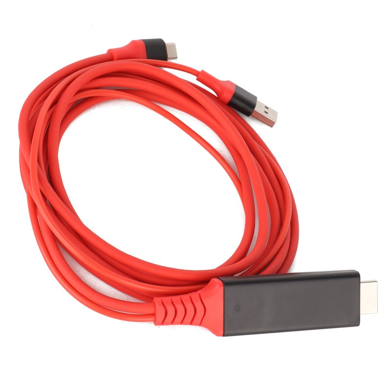 USB C Hdmi Adapter: 6 Feet Red Cable - 4K 3840 X 2160 At 30Hz Plug And Play For Samsung Lg Huawei Phone To Tv Connection - Image 1