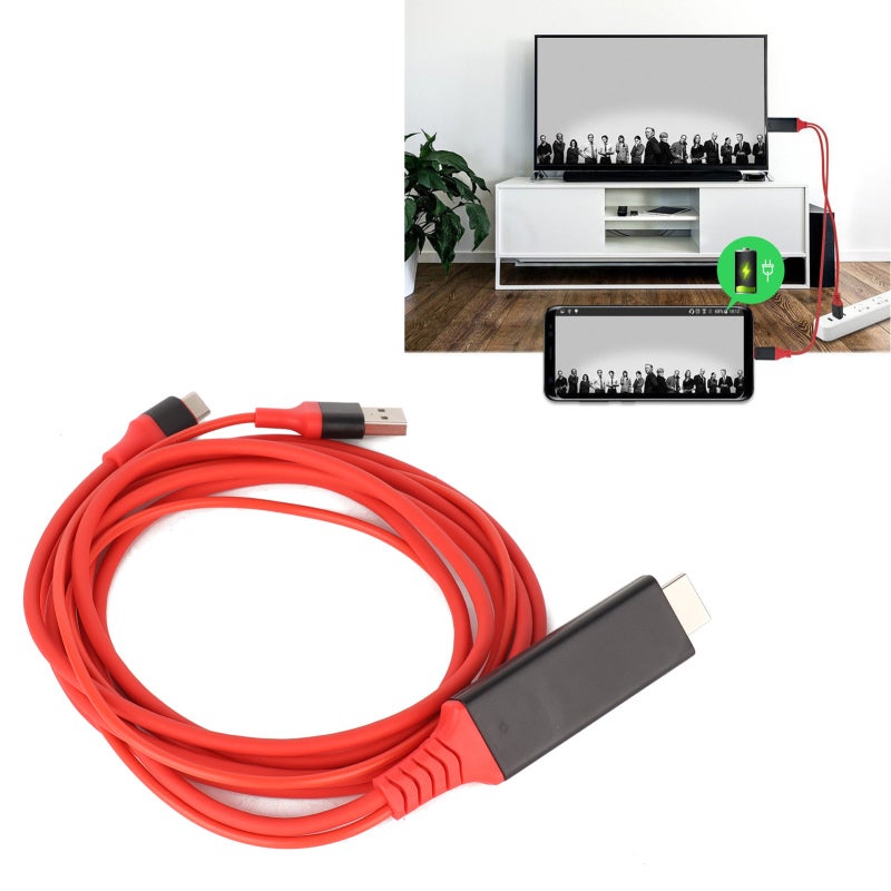 USB C Hdmi Adapter: 6 Feet Red Cable - 4K 3840 X 2160 At 30Hz Plug And Play For Samsung Lg Huawei Phone To Tv Connection - Image 4