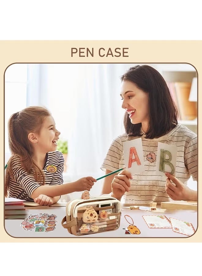 GIFT Pencil Case, Capybara Pencil Pouch, Large Capacity Multi-Layer Cute Pencil Bag with Dolls, Transparent Capybara Cute Pencil Pouch, for Kids Girls Teenage Boys Gifts - Image 5