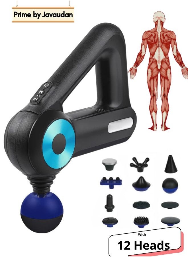 Prime by javaudan Massage Gun Deep Tissue - Percussion Muscle Massage Gun for Athletes, Triangular Muscle Fascia Gun for Body Neck Back Pain Relief, 12 Massage Heads 6 Levels Adjustable 4 Modes  - Image 1