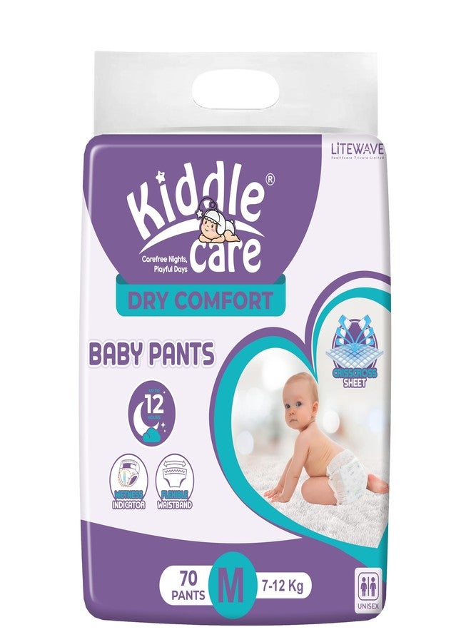 Kiddle Care Dry Comfort Baby Diaper Pants Advanced Soft Baby Pants Diaper | Medium (M) | Pack of 1 | 70 Pieces | 7-12 Kg | Up to 12 Hours Protection, Prevents Leakage, Wetness Indicator - Image 1