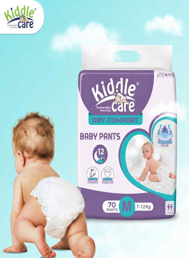 Kiddle Care Dry Comfort Baby Diaper Pants Advanced Soft Baby Pants Diaper | Medium (M) | Pack of 1 | 70 Pieces | 7-12 Kg | Up to 12 Hours Protection, Prevents Leakage, Wetness Indicator - Image 2