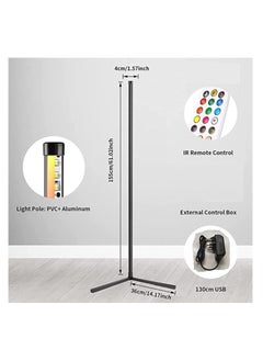 Dubkart Corner Floor Lamp - Modern RGB Corner Lamp - 356 Mood Lighting Modes - Dimmable 20W LED Corner Lamp - 55" Tall Minimalist Floor Lamp - Metal Color Changing LED Corner Light  - Image 3