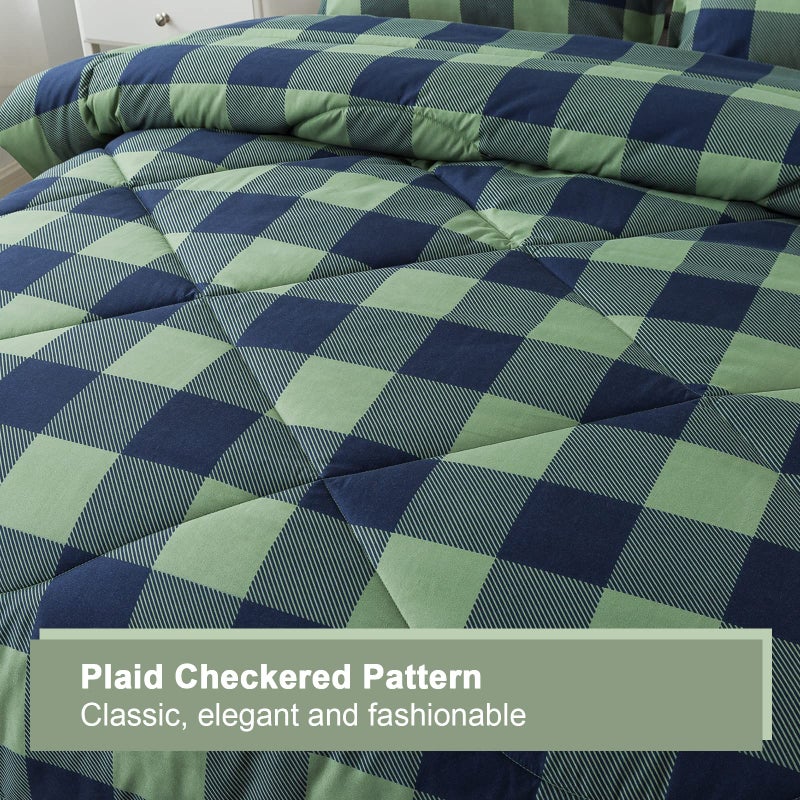 Andency أند آند ويندوسي الأخضر المنقوش الملك (104 × 90 بوصة) 3 قطع (1 المعزي و 2 بيدات) فحص الجاموس - Image 5